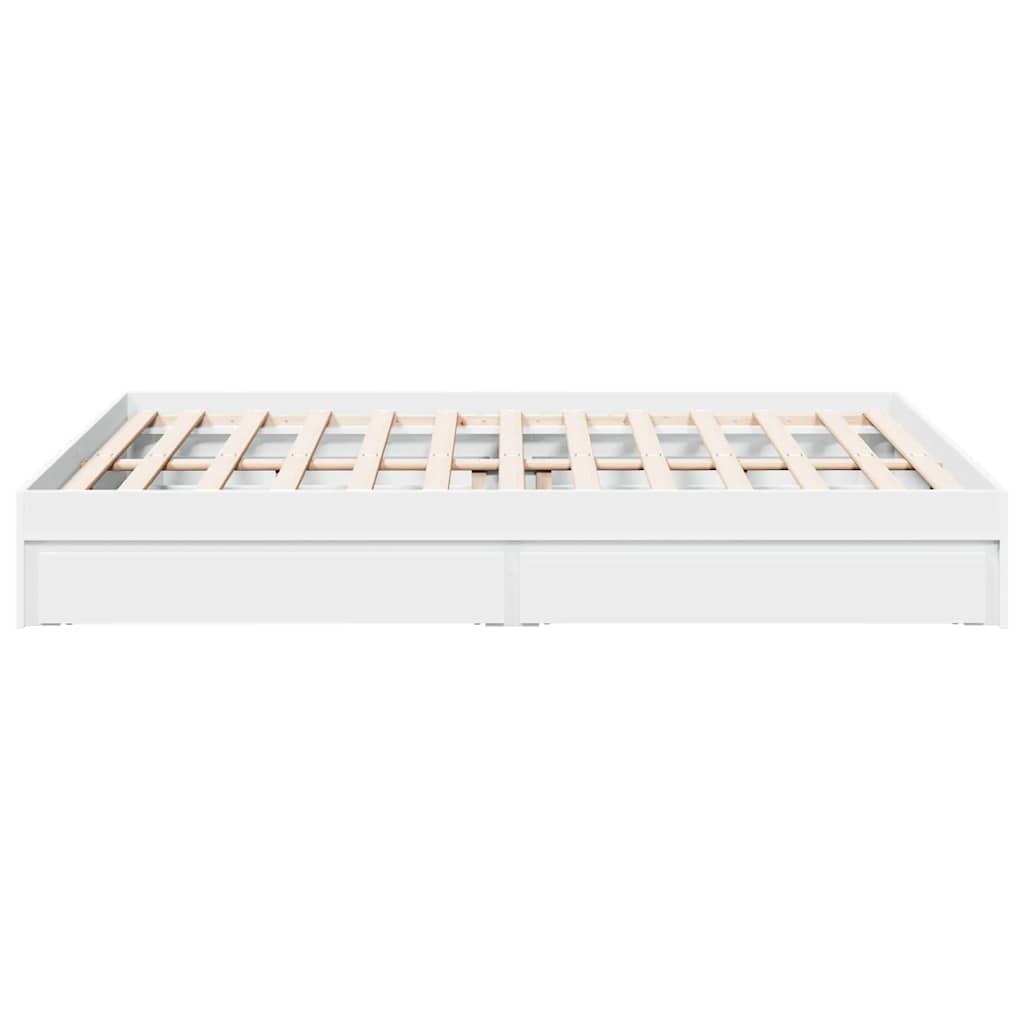 vidaXL Bed Frame with Drawers without Mattress White 150x200 cm King Size 5