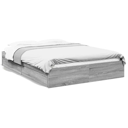 vidaXL Bed Frame with Drawers without Mattress Grey Sonoma 150x200 cm King Size 2