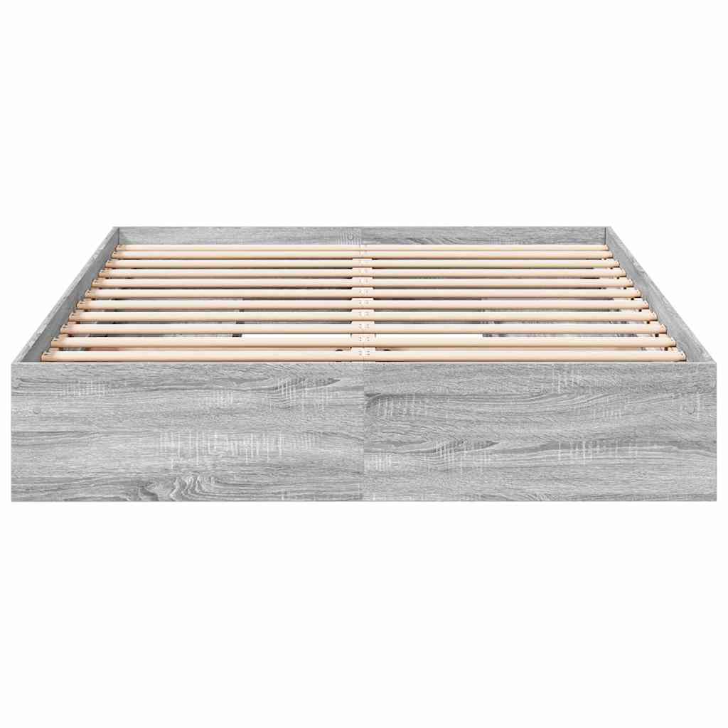 vidaXL Bed Frame with Drawers without Mattress Grey Sonoma 150x200 cm King Size 4