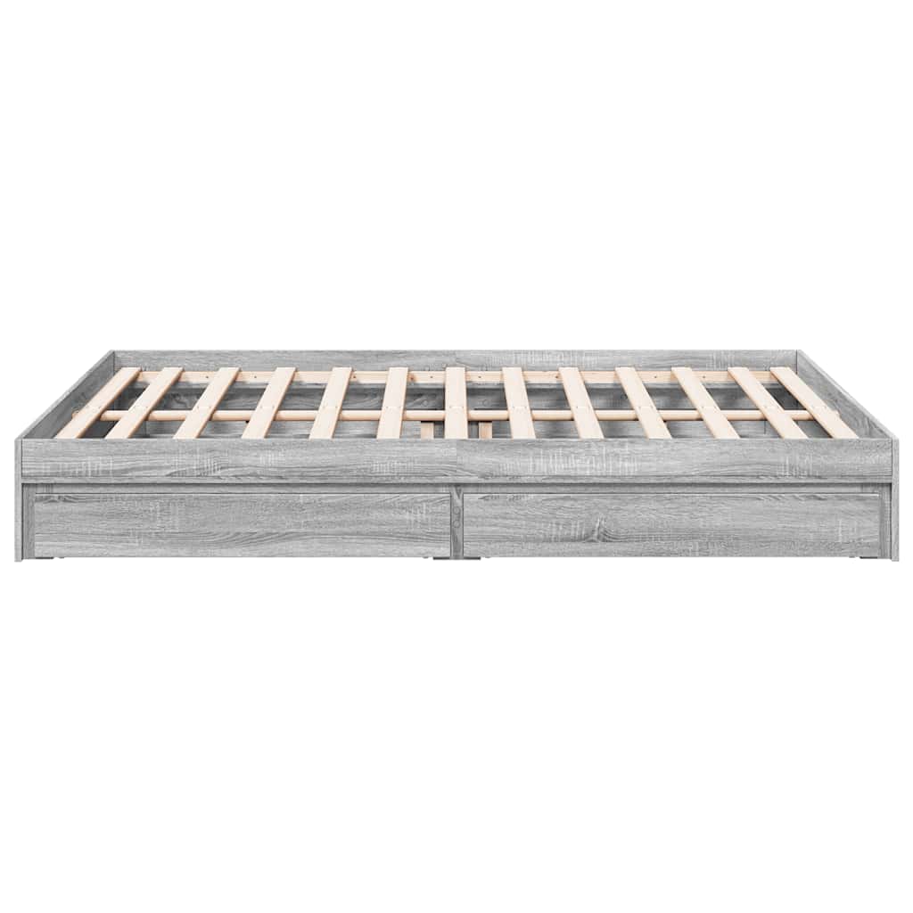 vidaXL Bed Frame with Drawers without Mattress Grey Sonoma 150x200 cm King Size 5