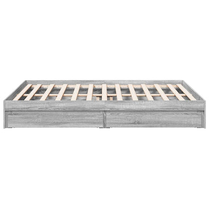 vidaXL Bed Frame with Drawers without Mattress Grey Sonoma 150x200 cm King Size 5