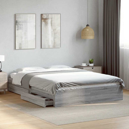 vidaXL Bed Frame with Drawers without Mattress Grey Sonoma 150x200 cm King Size 1