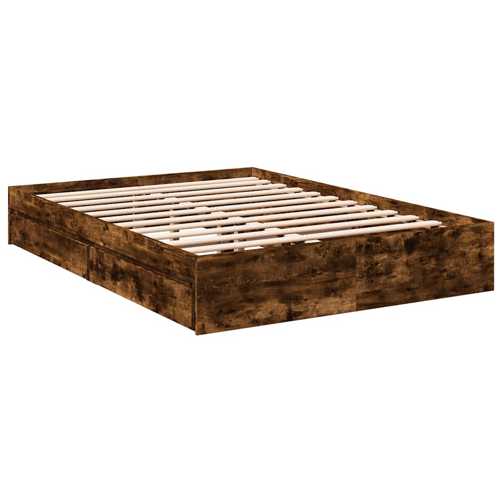 vidaXL Bed Frame with Drawers without Mattress Smoked Oak 140x200 cm 3
