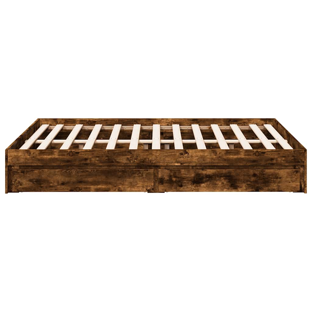 vidaXL Bed Frame with Drawers without Mattress Smoked Oak 140x200 cm 5