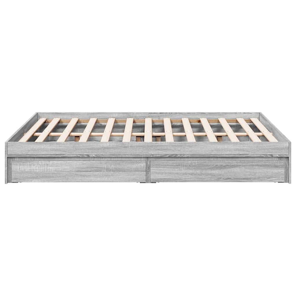vidaXL Bed Frame with Drawers without Mattress Grey Sonoma 140x200 cm 5