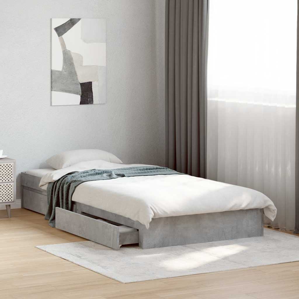 vidaXL Bed Frame with Drawers without Mattress Length 200 cm Concrete Grey
