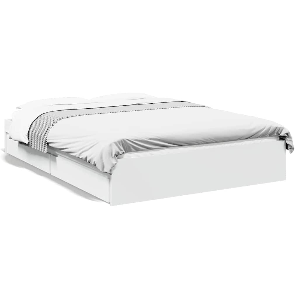 vidaXL Bed Frame with Drawers without Mattress White 135x190 cm Double 2