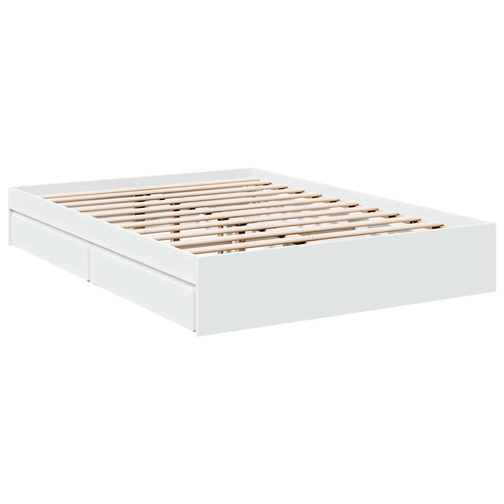 vidaXL Bed Frame with Drawers without Mattress White 135x190 cm Double 6