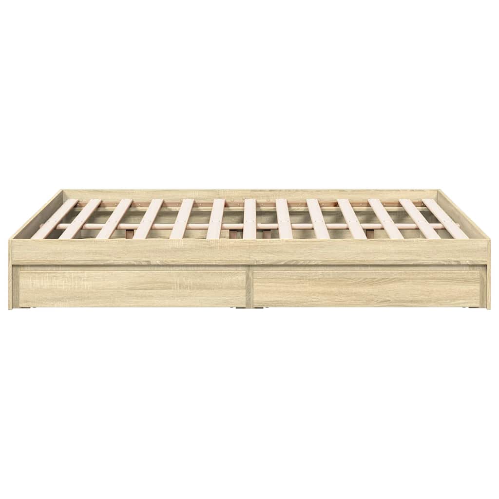 vidaXL Bed Frame with Drawers without Mattress Sonoma Oak 135x190 cm Double 5
