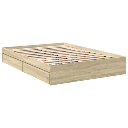 vidaXL Bed Frame with Drawers without Mattress Sonoma Oak 135x190 cm Double 6