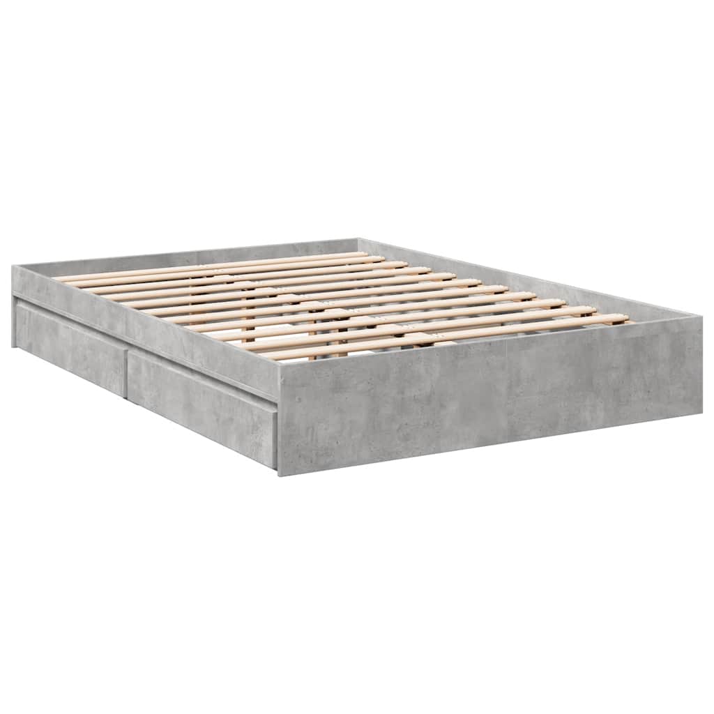 vidaXL Bed Frame with Drawers without Mattress Concrete Grey 135x190 cm Double 6