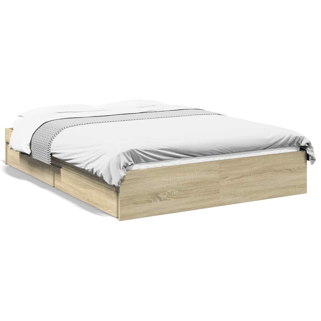 vidaXL Bed Frame with Drawers without Mattress Sonoma Oak 120x190 cm 2