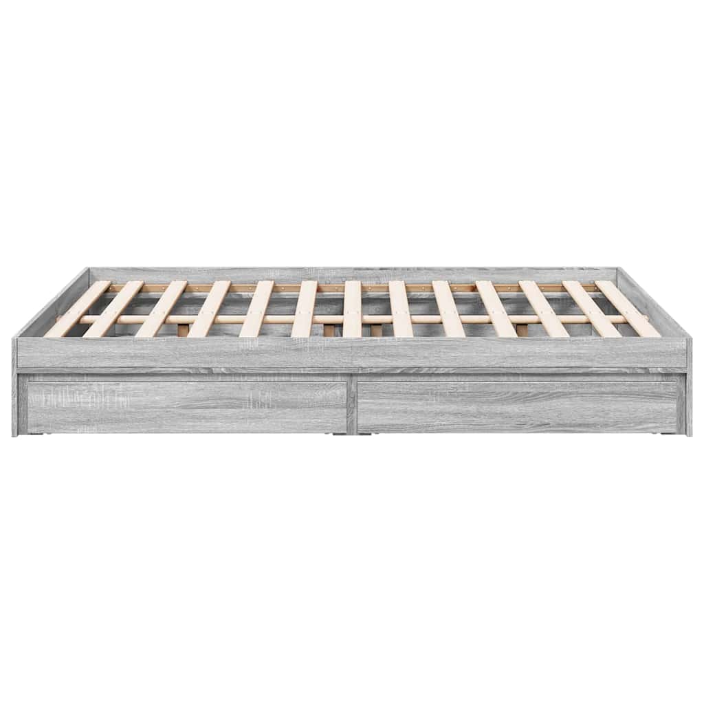 vidaXL Bed Frame with Drawers without Mattress Grey Sonoma 120x190 cm Small Double 5
