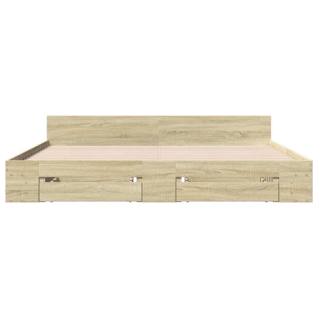 vidaXL Bed Frame with Drawers without Mattress Sonoma Oak 200x200 cm 4