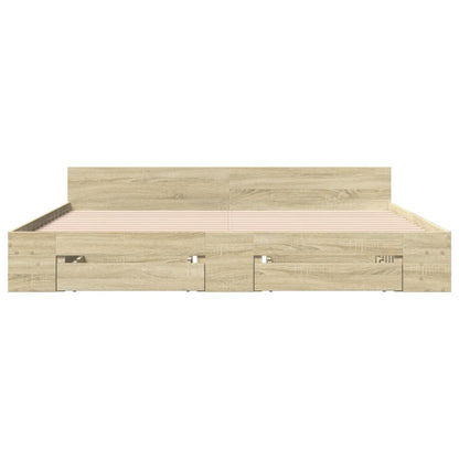vidaXL Bed Frame with Drawers without Mattress Sonoma Oak 200x200 cm 4