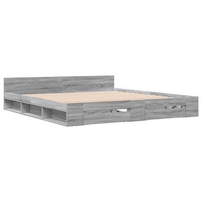 vidaXL Bed Frame with Drawers without Mattress Grey Sonoma 200x200 cm 3