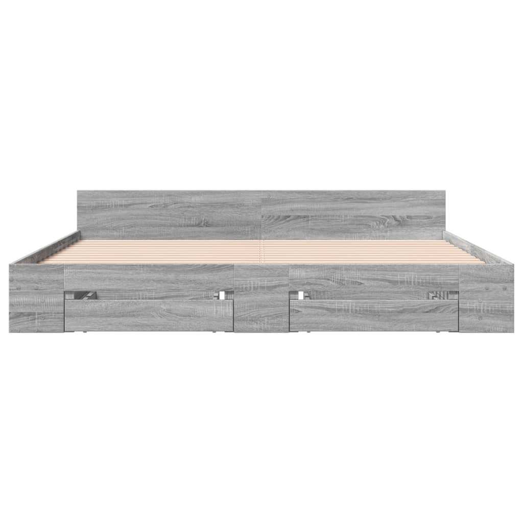 vidaXL Bed Frame with Drawers without Mattress Grey Sonoma 200x200 cm 4