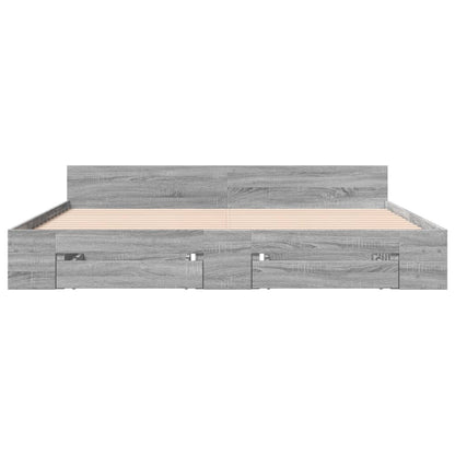vidaXL Bed Frame with Drawers without Mattress Grey Sonoma 200x200 cm 4