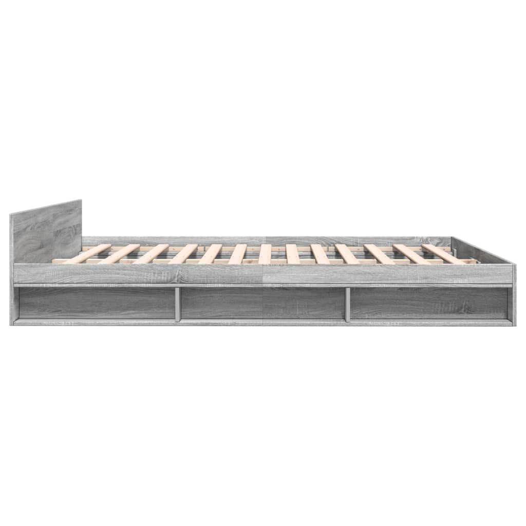 vidaXL Bed Frame with Drawers without Mattress Grey Sonoma 200x200 cm 5