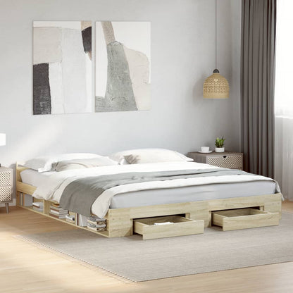 Bed Frame with Drawers without Mattress Length 200 cm Sonoma Oak 180 cm