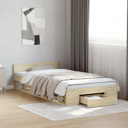 Bed Frame with Drawers without Mattress Length 200 cm Sonoma Oak 100 cm