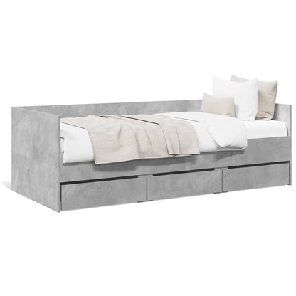 vidaXL Daybed with Drawers without Mattress Concrete Grey 100x200 cm 2