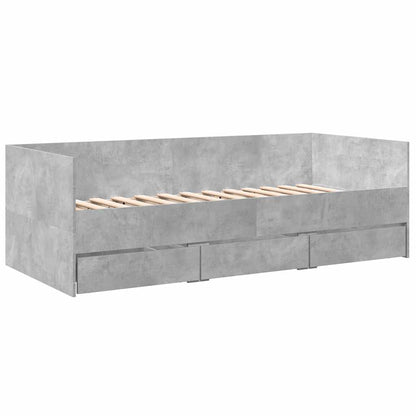 vidaXL Daybed with Drawers without Mattress Concrete Grey 100x200 cm 3