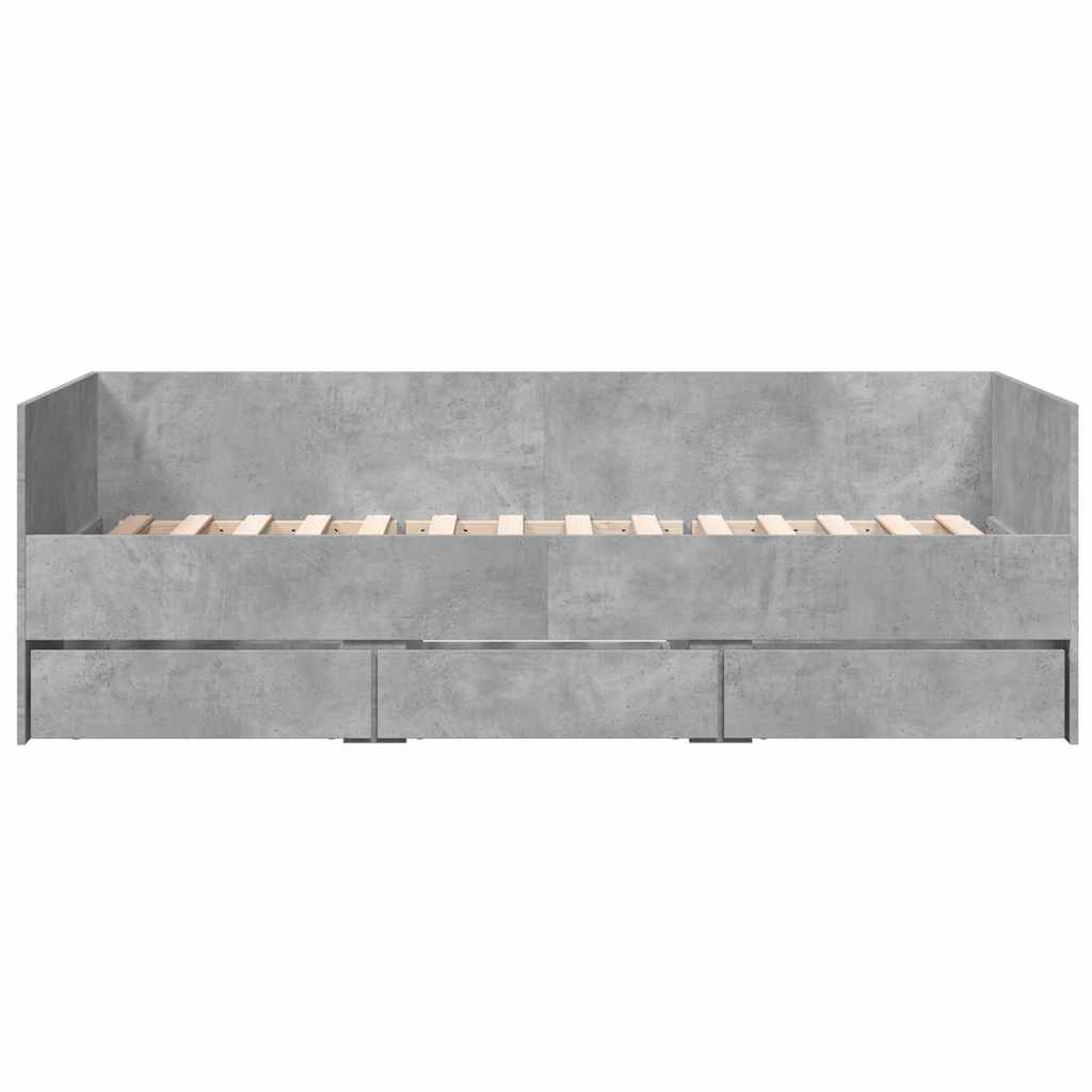 vidaXL Daybed with Drawers without Mattress Concrete Grey 100x200 cm 4