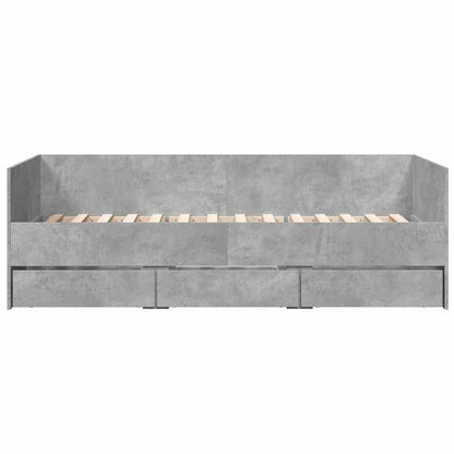 vidaXL Daybed with Drawers without Mattress Concrete Grey 100x200 cm 4