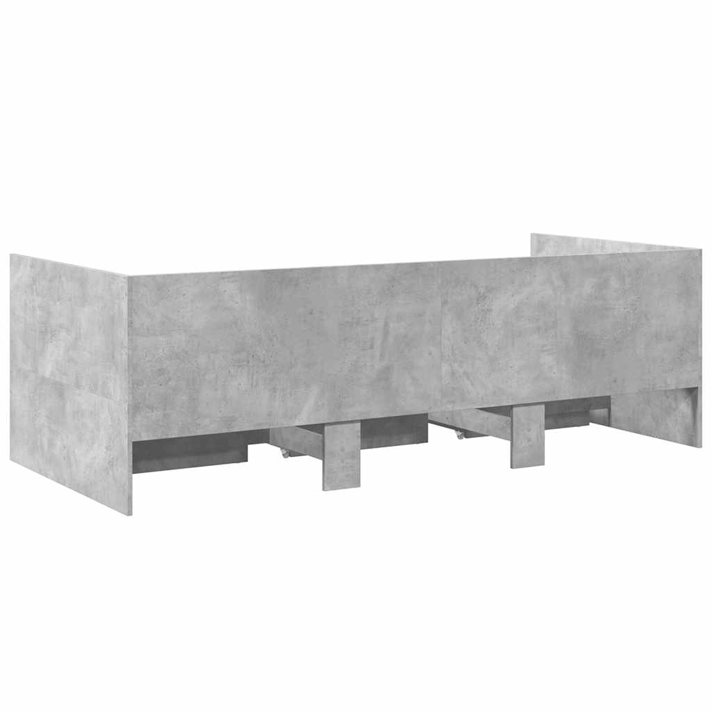 vidaXL Daybed with Drawers without Mattress Concrete Grey 100x200 cm 5
