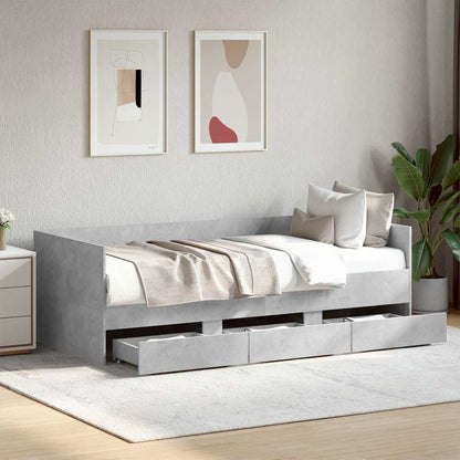 vidaXL Daybed with Drawers without Mattress Concrete Grey 100x200 cm 1