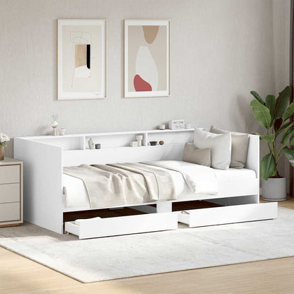 Daybed with Drawers without Mattress 90x200 cm White