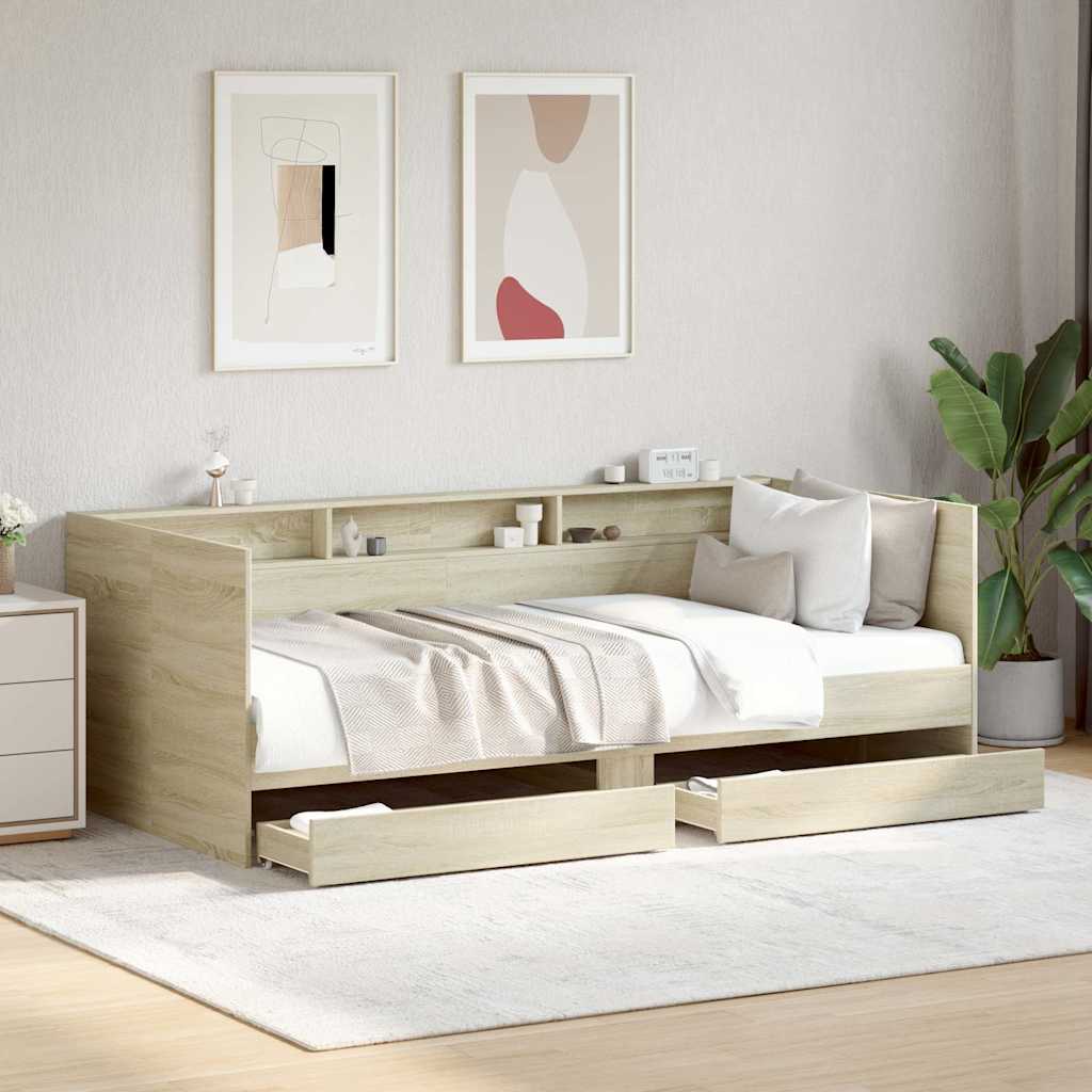 Daybed with Drawers without Mattress 90x200 cm Sonoma oak