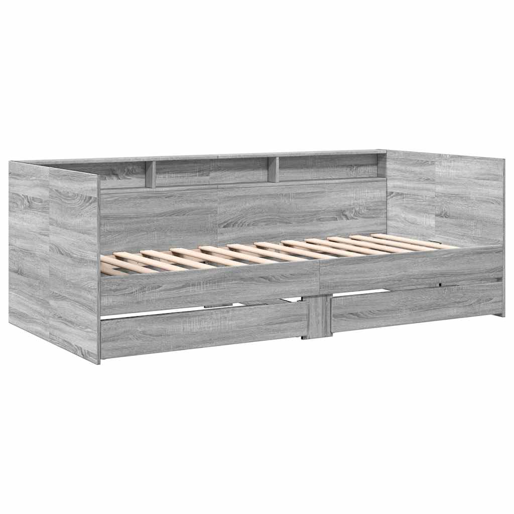 Daybed with Drawers without Mattress 90x200 cm Grey sonoma
