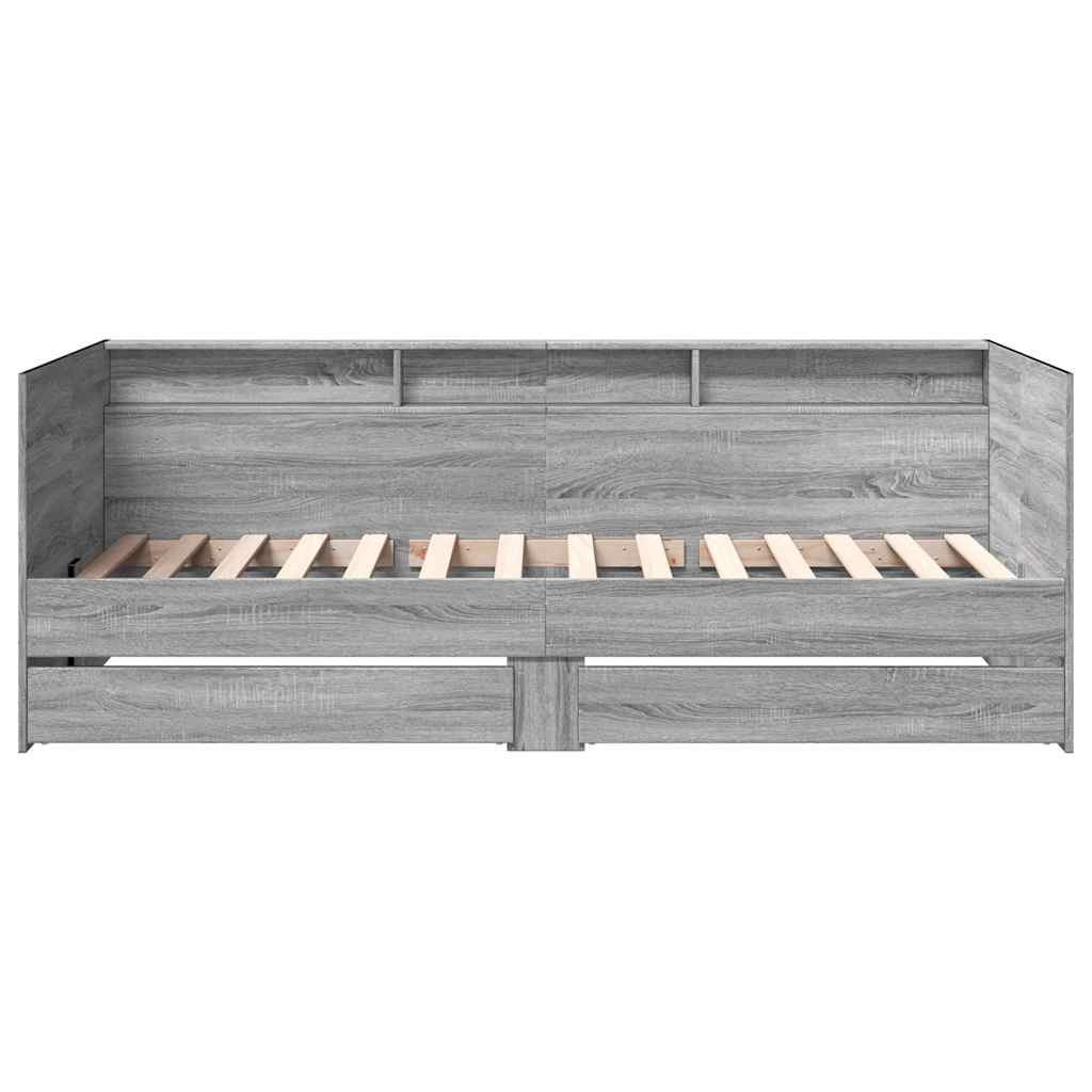 Daybed with Drawers without Mattress 90x200 cm Grey sonoma