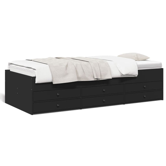 Daybed with Drawers without Mattress Length 200 cm Black