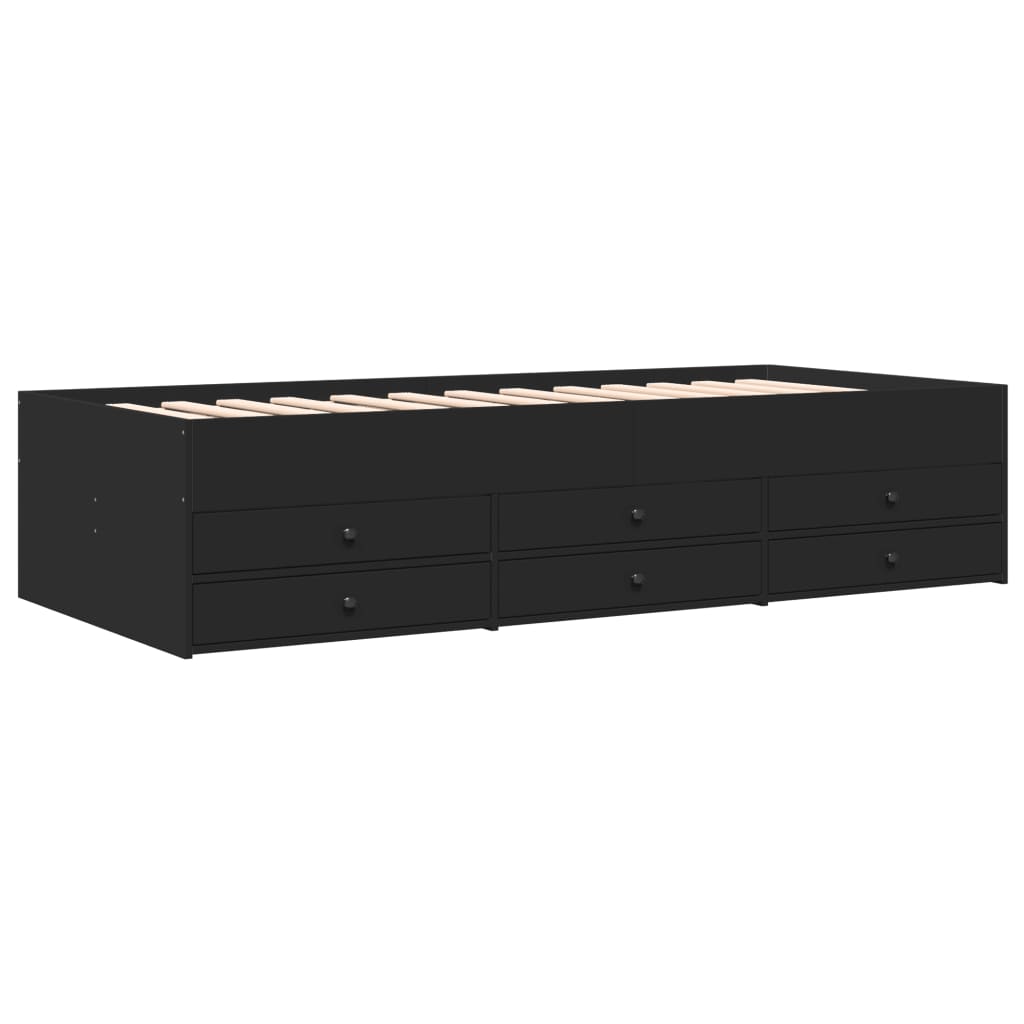Daybed with Drawers without Mattress Length 200 cm Black