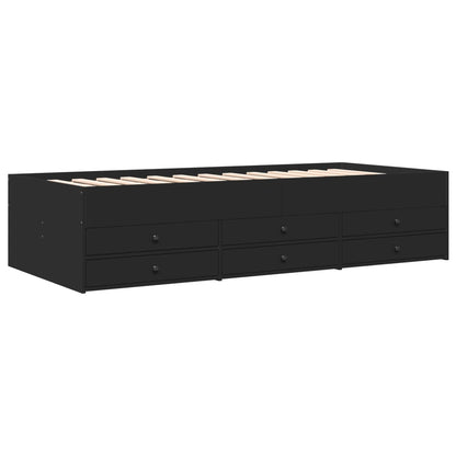 Daybed with Drawers without Mattress Length 200 cm Black