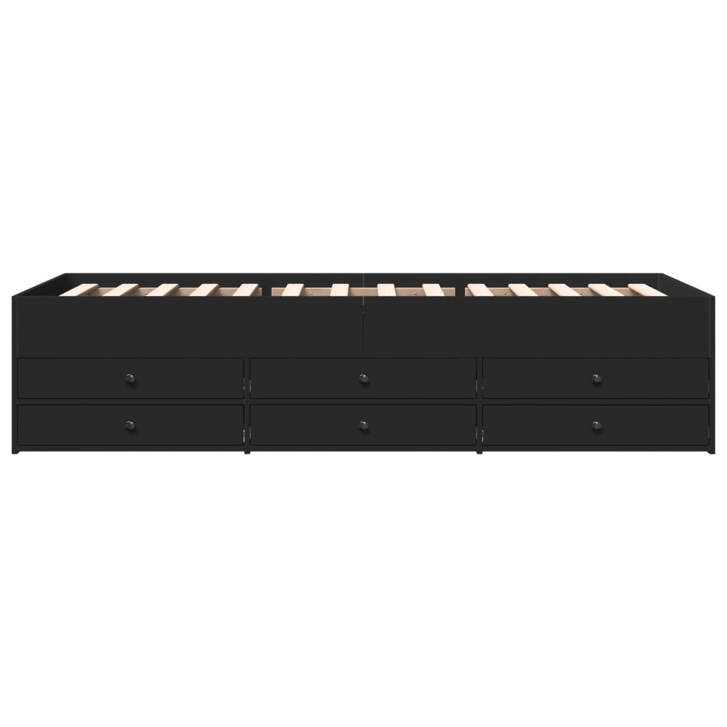 vidaXL Daybed with Drawers without Mattress Black 100x200 cm 4