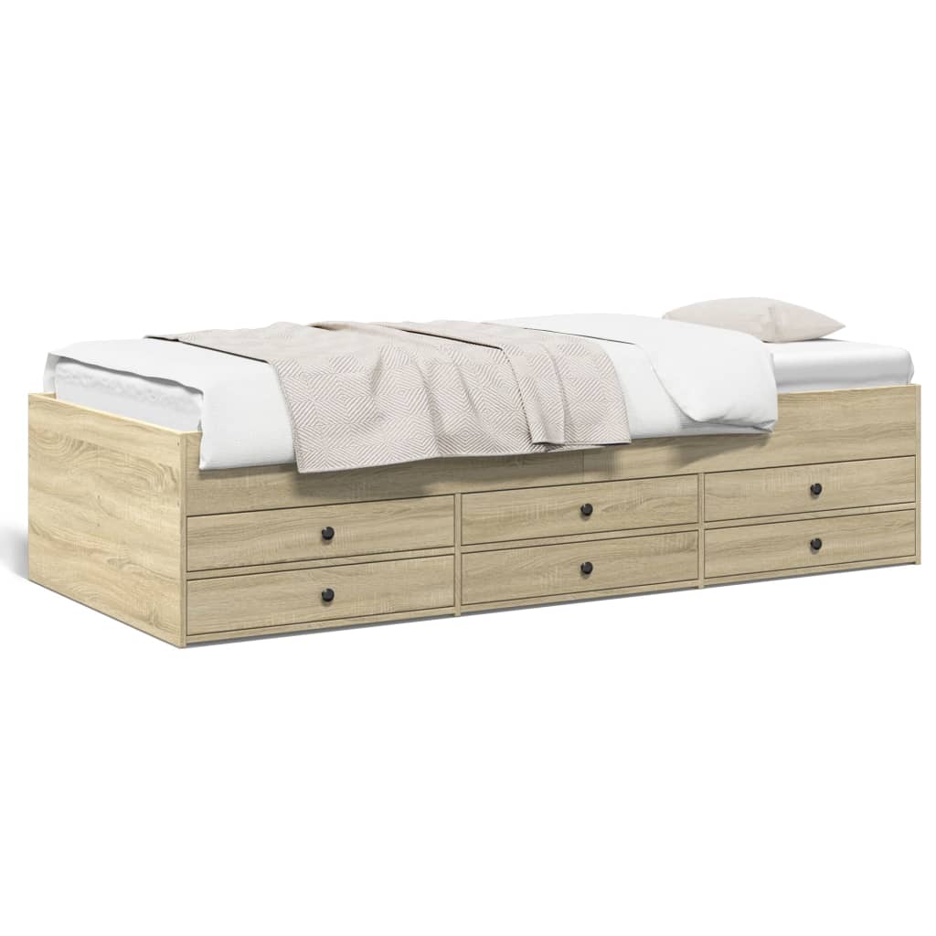 Daybed with Drawers without Mattress Length 200 cm Sonoma oak