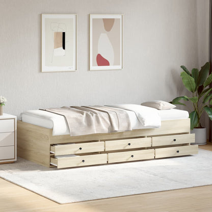 Daybed with Drawers without Mattress Length 200 cm Sonoma oak