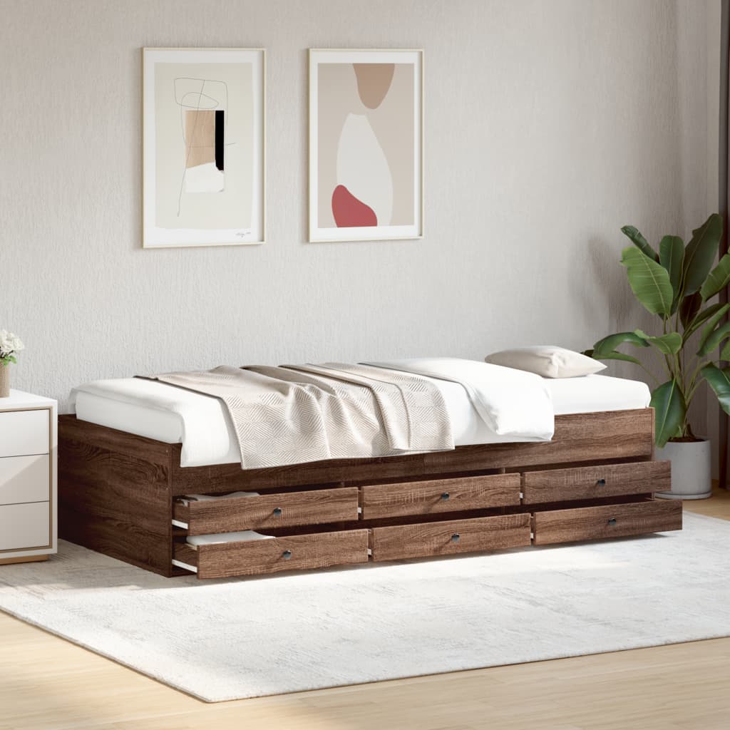 vidaXL Daybed with Drawers without Mattress Length 200 cm