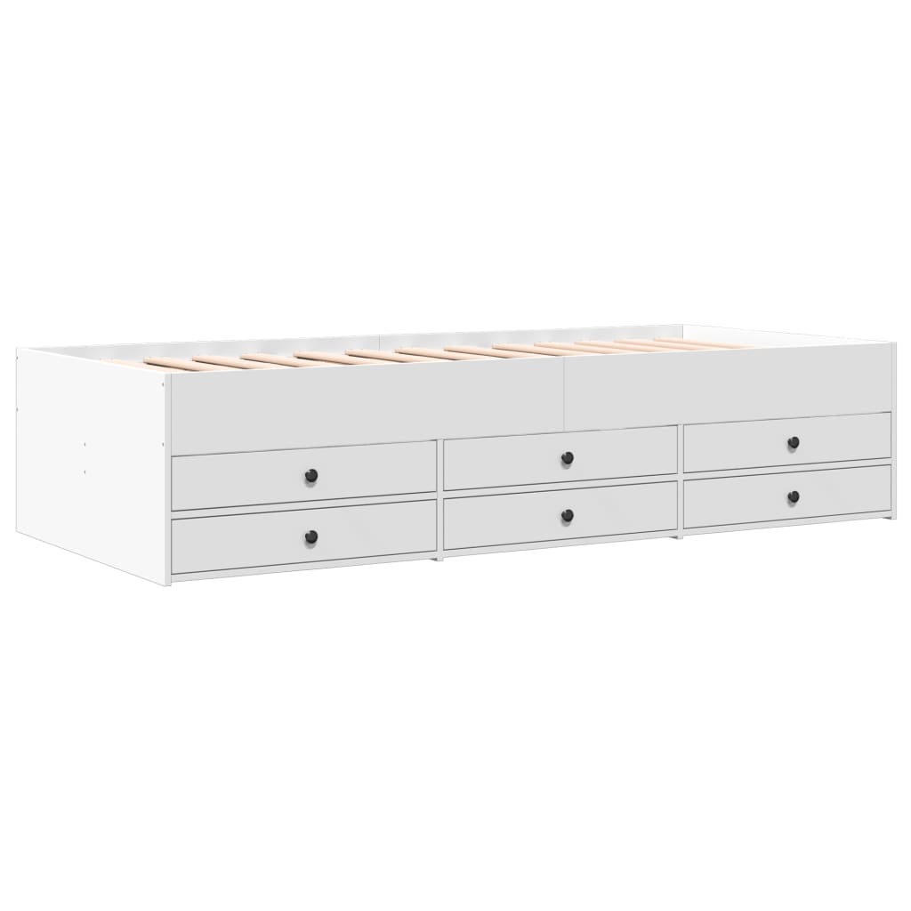 vidaXL Daybed with Drawers without Mattress White 90x190 cm Single 3