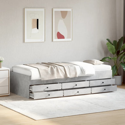 Daybed with Drawers without Mattress Length 190 cm Concrete grey 90 cm