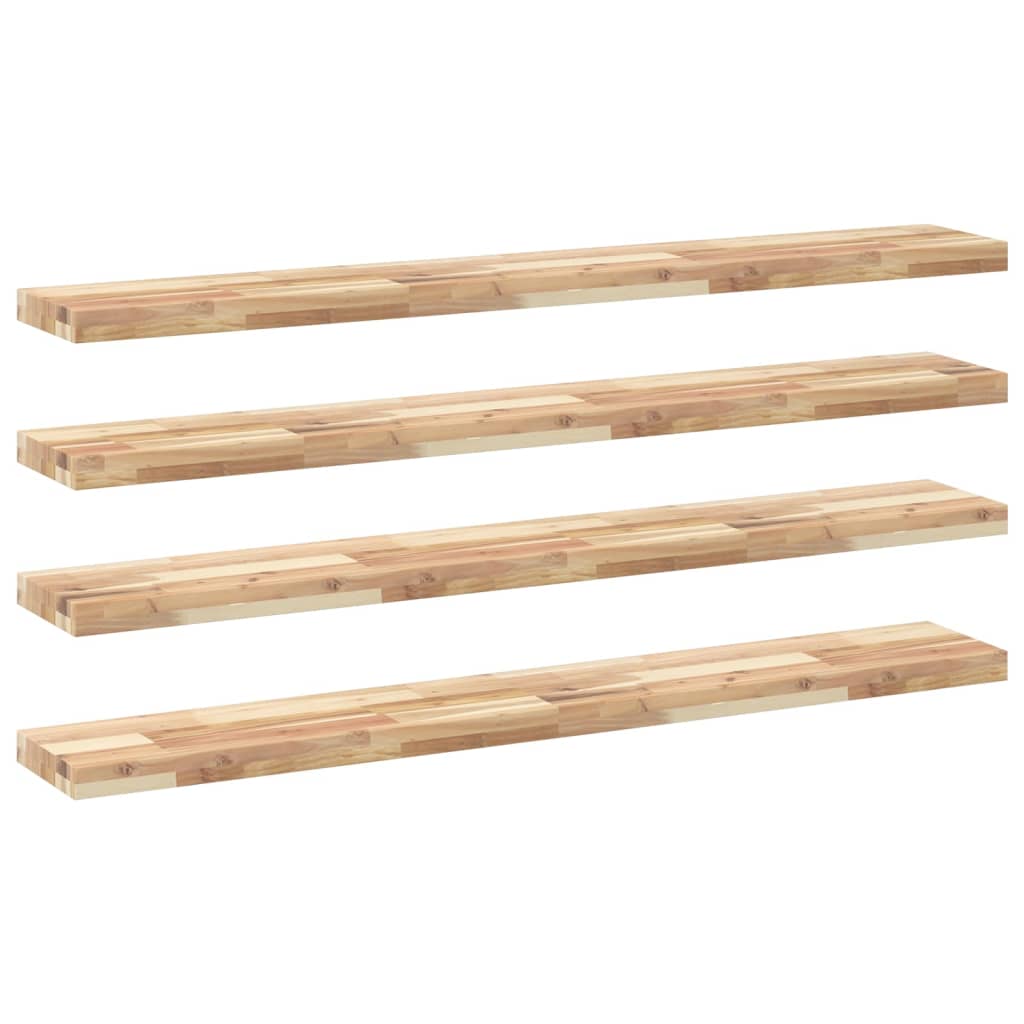 vidaXL Floating Shelves 4 pcs 120x20x4 cm Untreated Solid Wood Acacia 2