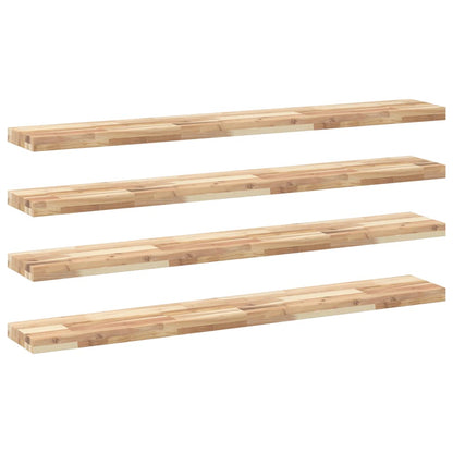 vidaXL Floating Shelves 4 pcs 140x20x4 cm Untreated Solid Wood Acacia 2
