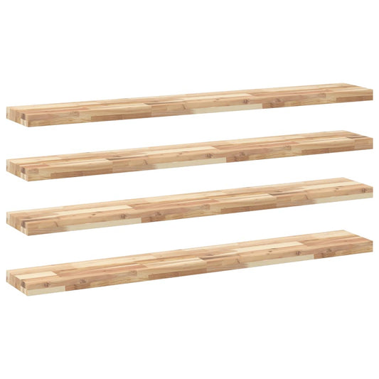 vidaXL Floating Shelves 4 pcs 140x20x4 cm Untreated Solid Wood Acacia 2