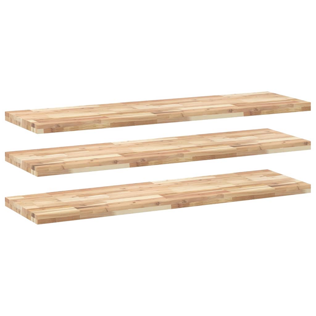 vidaXL Floating Shelves 3 pcs 160x40x4 cm Untreated Solid Wood Acacia 2