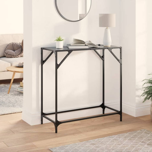 Console Table with Glass Top Steel 80 x 35 x 81 cm