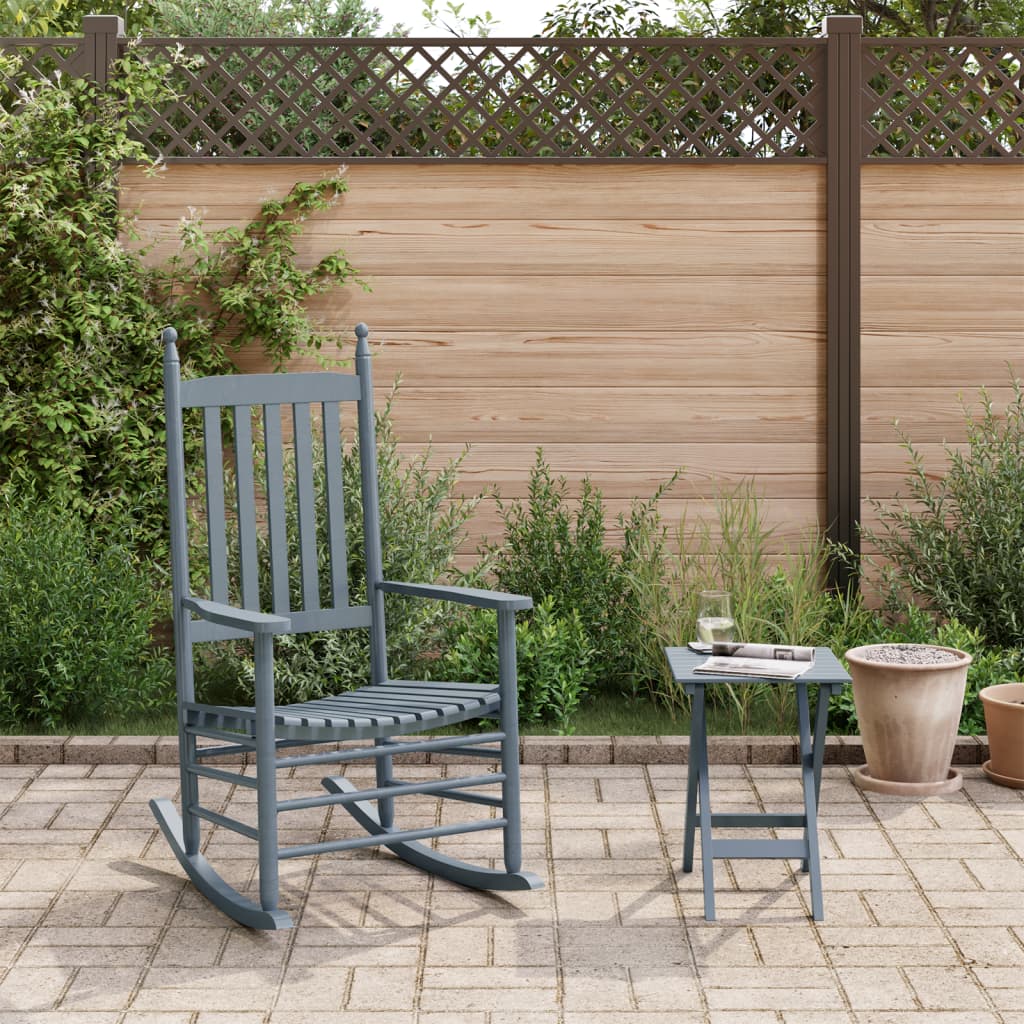 vidaXL Rocking Chair with Foldable Table Solid Wood Poplar